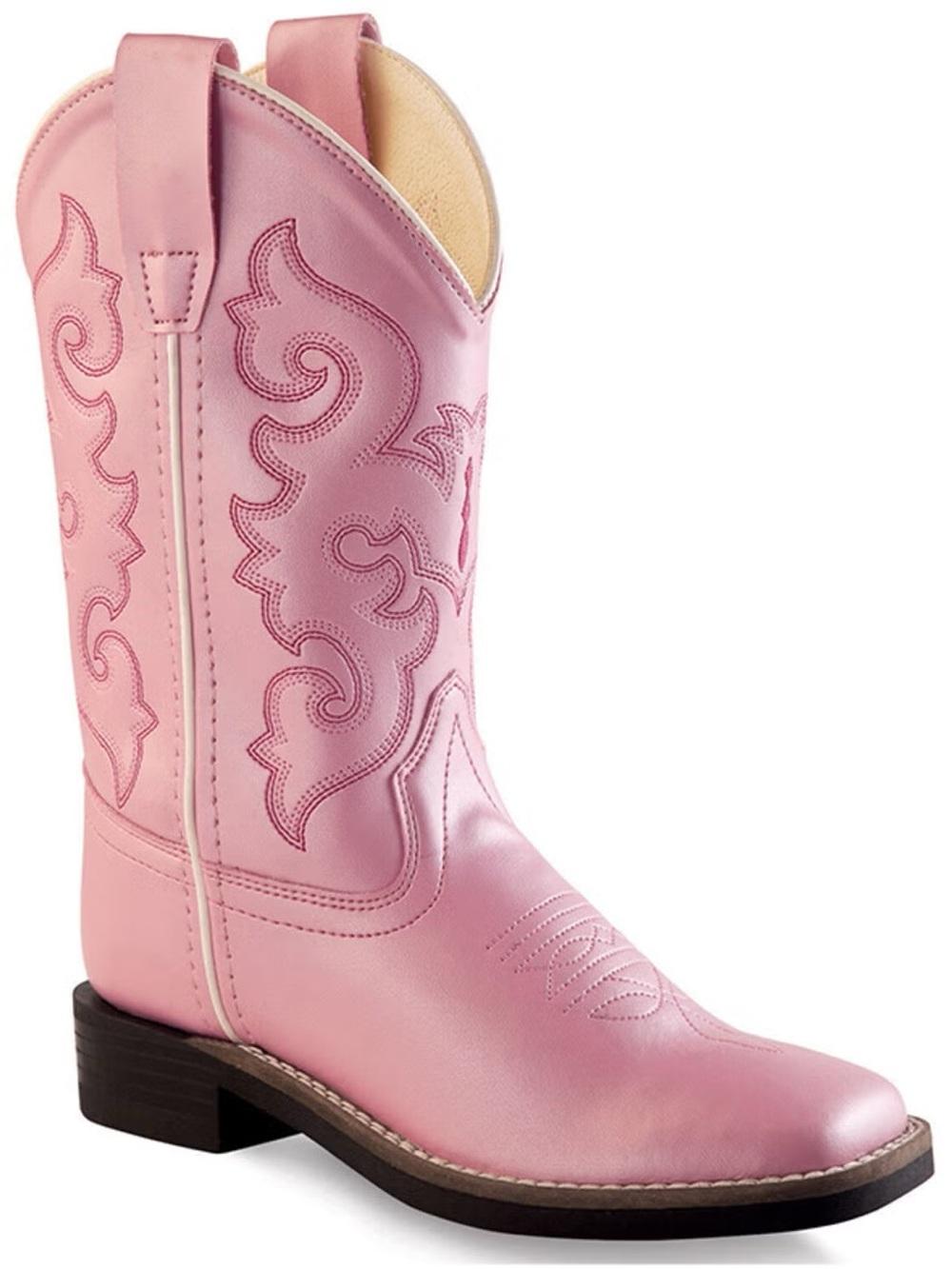 Old West Square toe Pink Cowboy Boots in good used condition